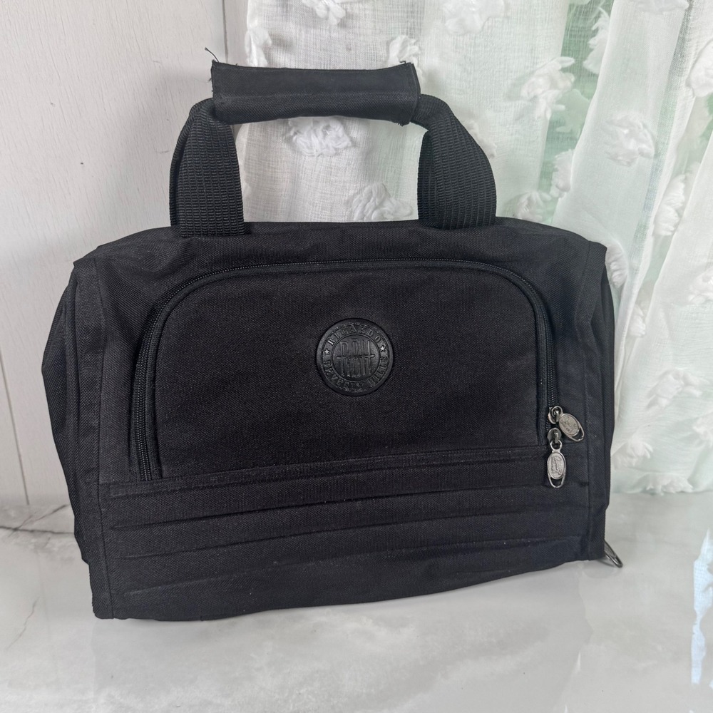 Vintage Ricardo Beverly Hills Black Fold Out Toiletry Bag Cosmetics Travel